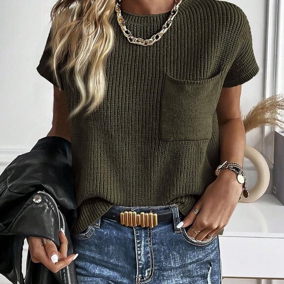 Summer Fall Short Sleeve Sweater for Women 2025 Casual Sweater Vest Cotton Knit - Picture 6 of 6